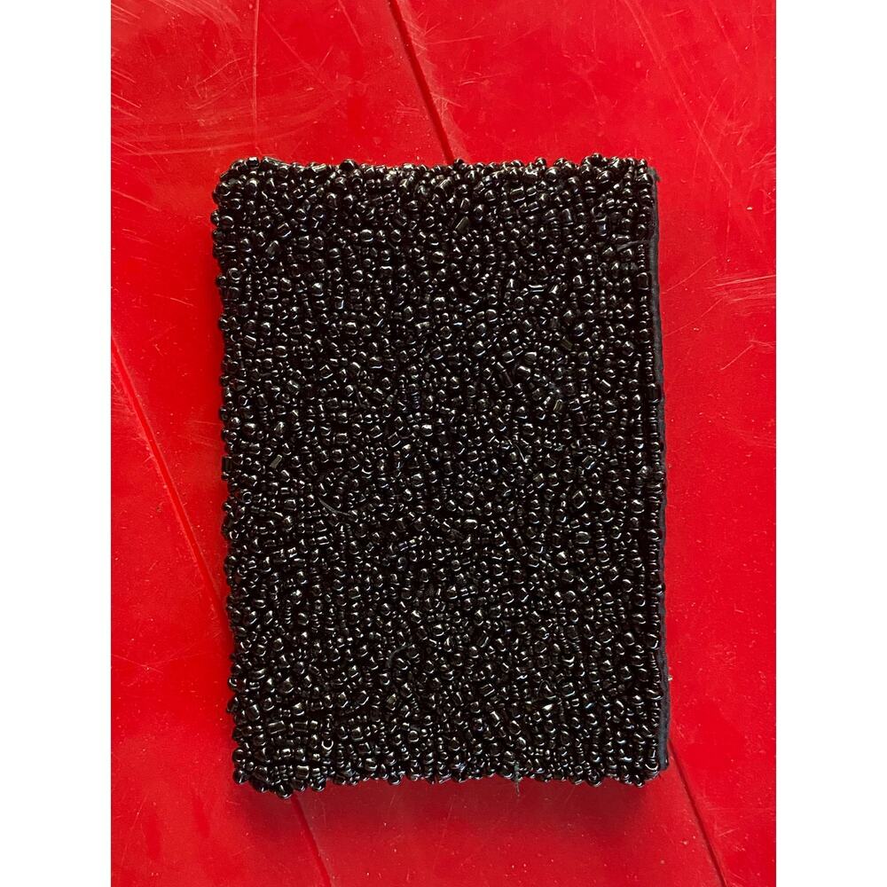 Vintage Black Beaded Coin Purse Pouch - Picture 4 of 4